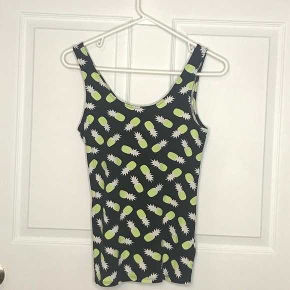H&M Divided. Black and Lime Green Pineapple Tank - Picture 2 of 3